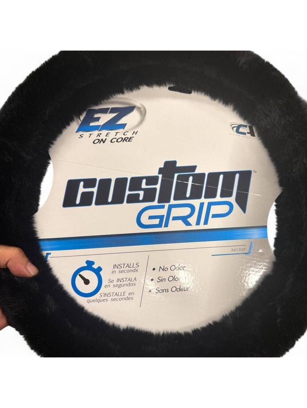 Custom GripEZStretch OnCore Black Plush Steering Wheel Cover